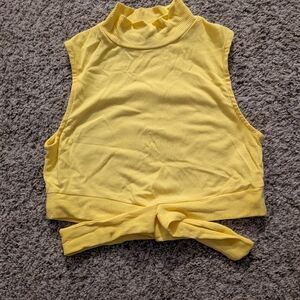 Yellow Sleeveless Mock Neck Top